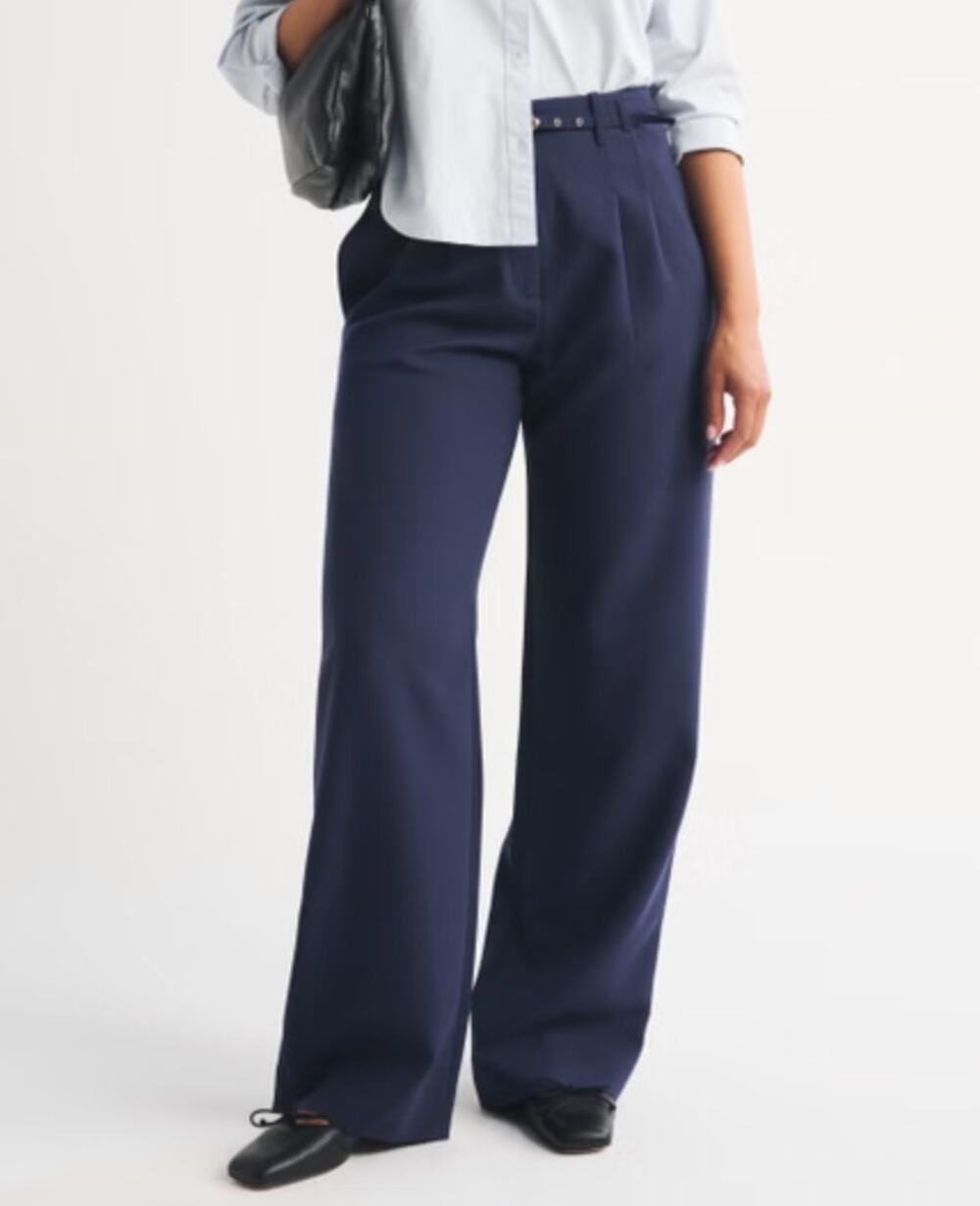 Abercrombie Sloane Tailored High Rise Trouser Pants Navy Blue 00 Short